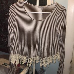 Striped long sleeve cropped shirt